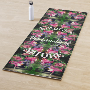 Embrace Nature Columbine Flowers Inspirational Yoga Mat