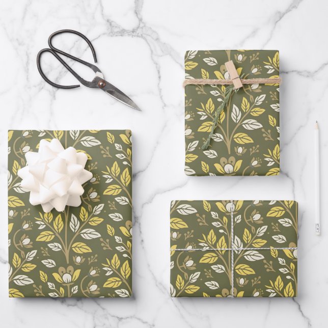 Embrace Nature with Elegant Floral Patterns Wrapping Paper Sheets (Front)