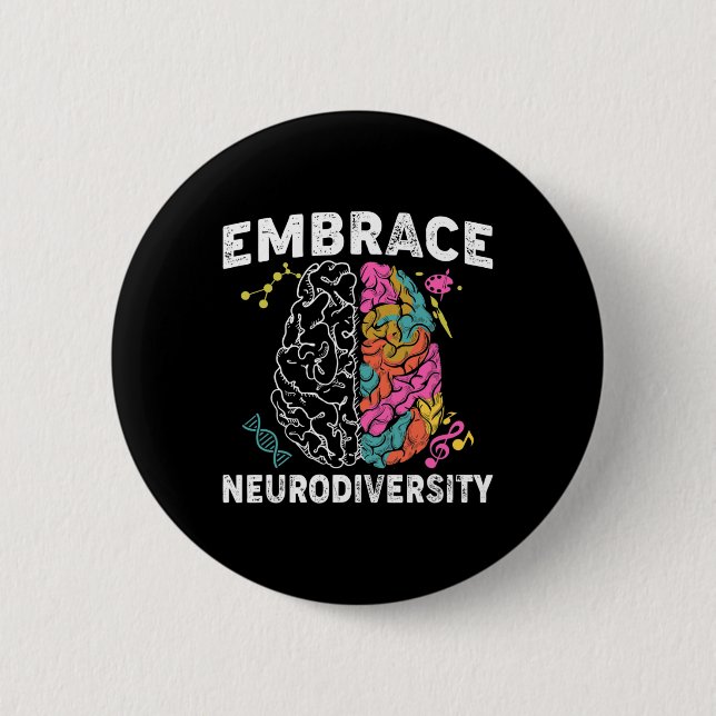 Embrace Neurodiversity Adhd Autism Awareness  Button (Front)