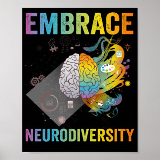 Embrace Neurodiversity Adhd Awareness Gift Poster