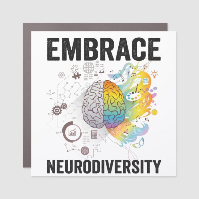 Embrace Neurodiversity Adhd Awareness Giftneurodiv Car Magnet (Front)