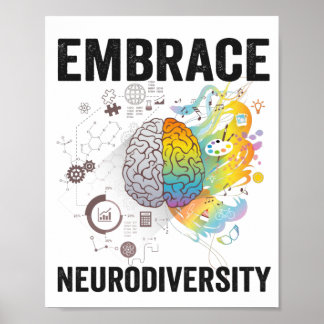 Embrace Neurodiversity Adhd Awareness Giftneurodiv Poster