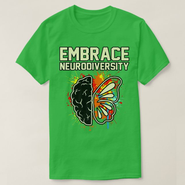 Embrace Neurodiversity ADHD Awareness Orange Ribbo T-Shirt (Design Front)