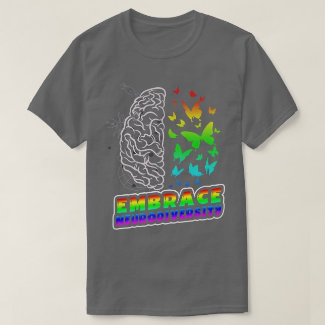 Embrace Neurodiversity Autism ADHD ASD Rainbow Bra T-Shirt (Design Front)