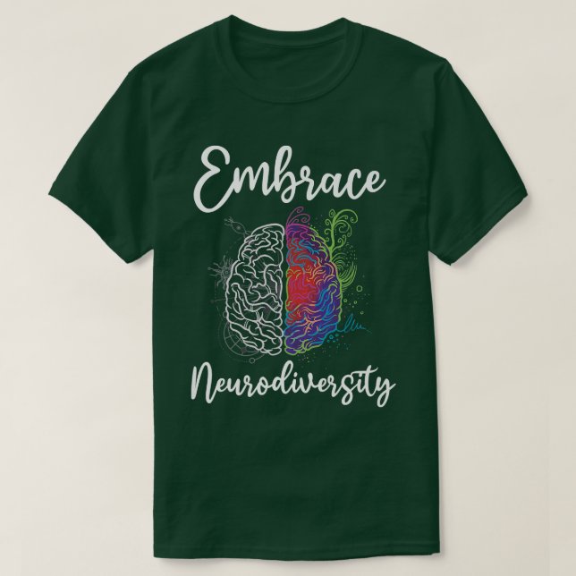 Embrace Neurodiversity Autism ADHD ASD Rainbow Bra T-Shirt (Design Front)