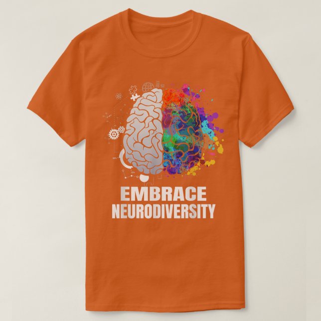 Embrace Neurodiversity Autism ADHD ASD Rainbow Bra T-Shirt (Design Front)
