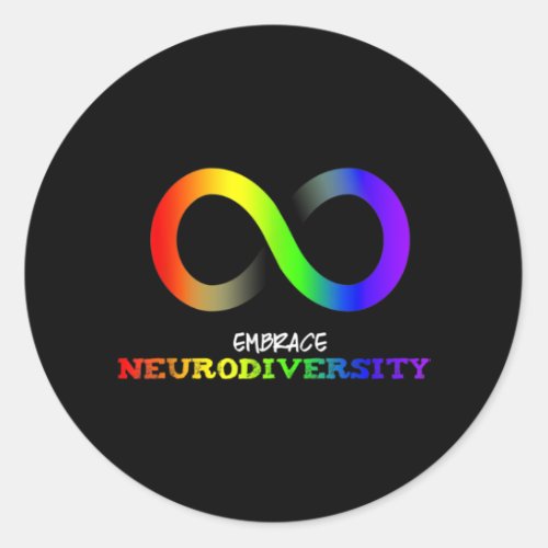 Embrace Neurodiversity Autism ASD ADHD Rainbow Classic Round Sticker