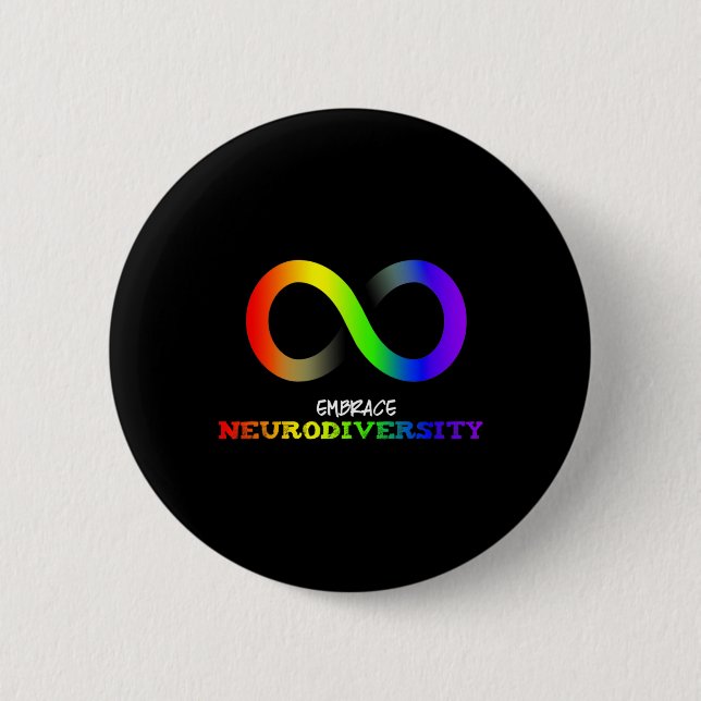 Embrace Neurodiversity Autism Asd Adhd Rainbow Inf Button (Front)