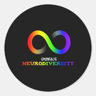Embrace Neurodiversity Autism Asd Adhd Rainbow Inf Classic Round Sticker