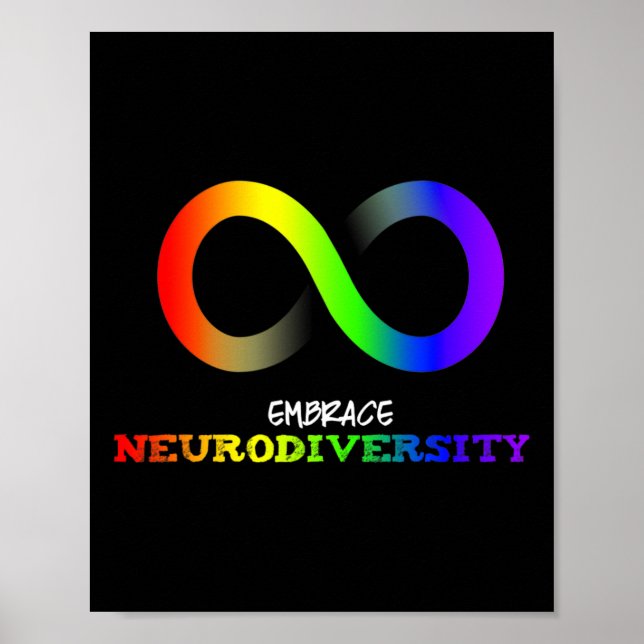 Embrace Neurodiversity Autism Asd Adhd Rainbow Inf Poster (Front)