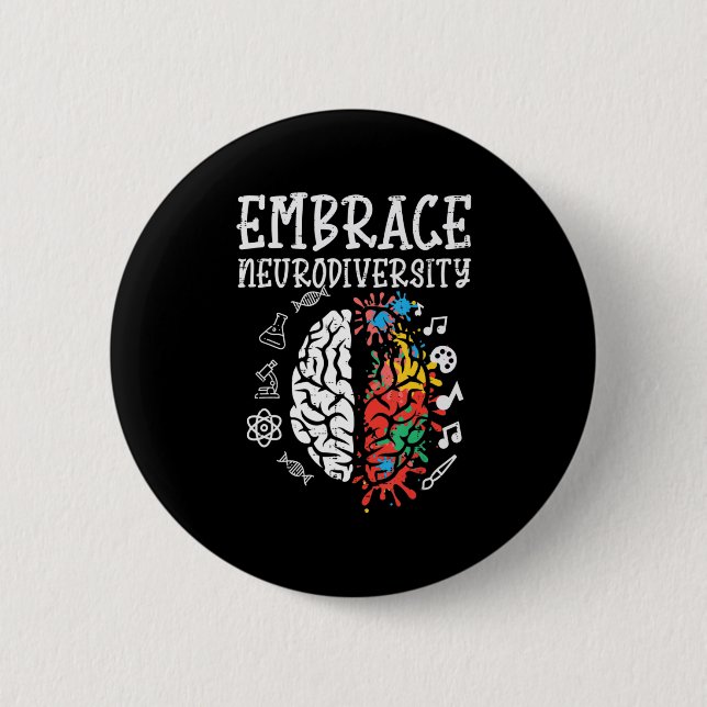 Embrace Neurodiversity Autism Awareness ASD Men Wo Button (Front)