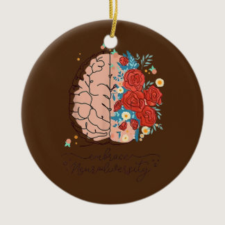 Embrace Neurodiversity Autism Awareness Brain Ceramic Ornament