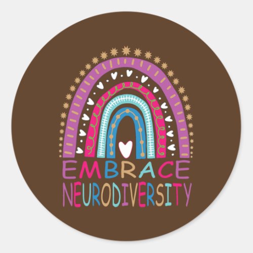 Embrace Neurodiversity Autism Awareness Brain Classic Round Sticker