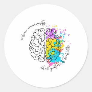 Embrace Neurodiversity Autism Awareness Classic Round Sticker