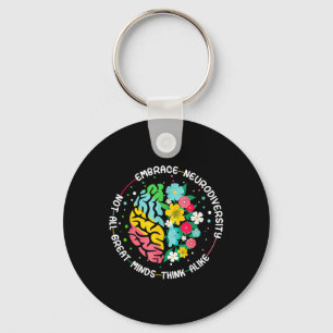 Embrace Neurodiversity Brain Autism Awareness Adhd Keychain