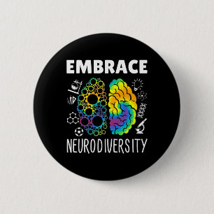 Embrace Neurodiversity - Brain Autism Awareness Mo Button