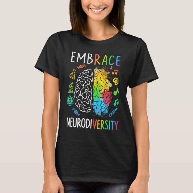 Embrace Neurodiversity Brain Autism Awareness Puzz T-Shirt (Front)