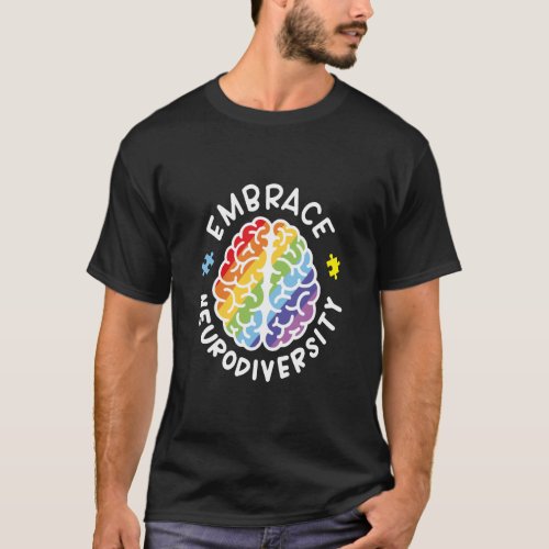 Embrace Neurodiversity Brain Autism Awareness Puzz T_Shirt