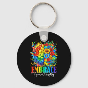 Embrace neurodiversity brain autism awareness sped keychain