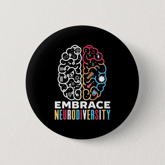 Embrace Neurodiversity Design for a Autism Awarene Button (Front)
