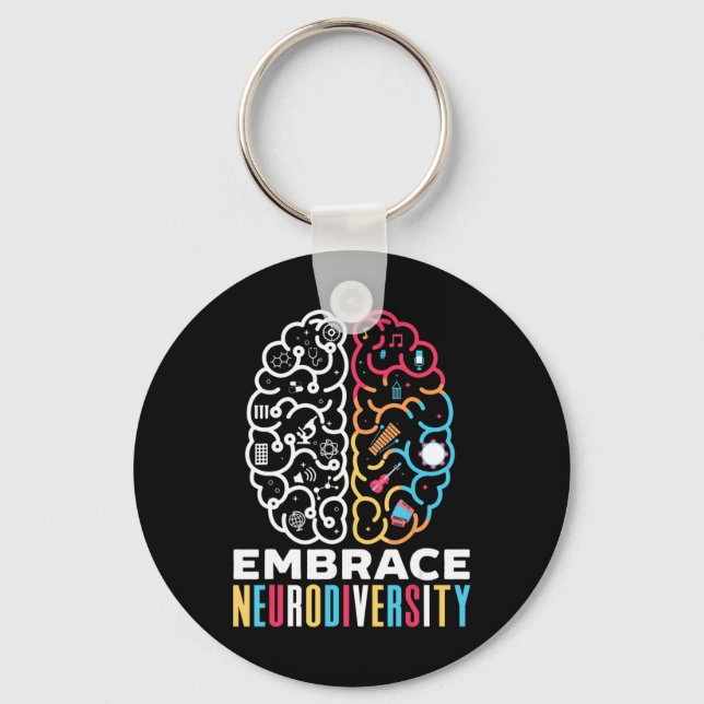 Embrace Neurodiversity Design for a Autism Awarene Keychain (Front)