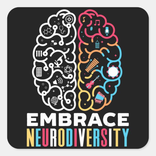 Embrace Neurodiversity Design for a Autism Awarene Square Sticker (Front)