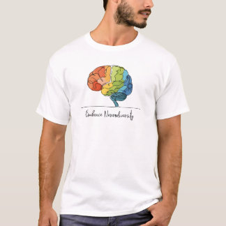 Embrace Neurodiversity Line Art Rainbow Brain T-Shirt