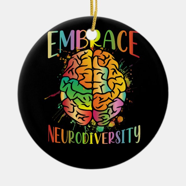 Embrace Neurodiversity Video Game Autism Awareness Ceramic Ornament (Front)