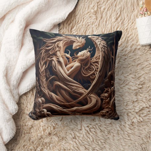 Embrace of Nature and Spirit in a Forest Setting Throw Pillow