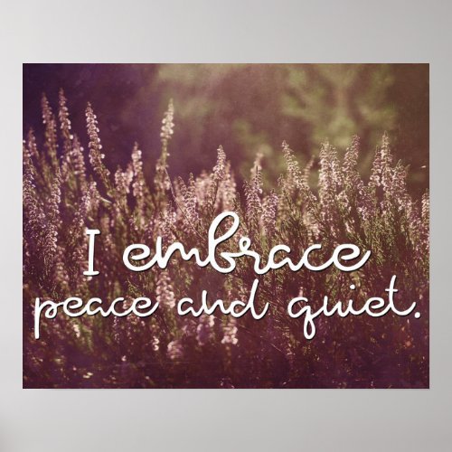 Embrace Peace And Quiet Inspirational Poster