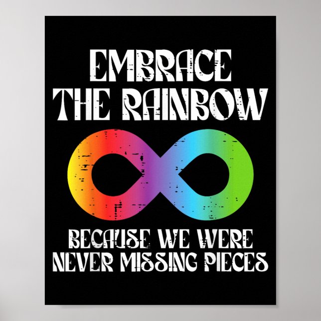 Embrace Rainbow Autism Infinity Awareness Men Wome Poster (Front)