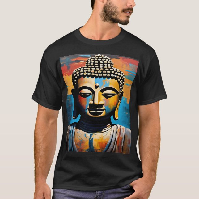 Embrace Serenity and Style with Our Buddha Face  T-Shirt (Front)
