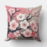 Embrace Serenity: Asian Cherry Blossom Pillow