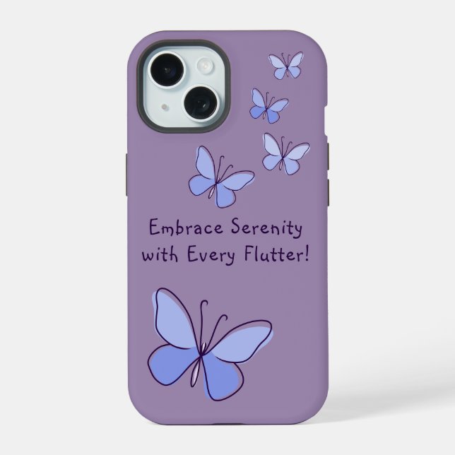 Embrace Serenity with Every Flutter in Blue iPhone 15 Case (Back)