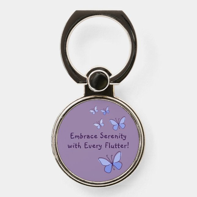 Embrace Serenity with Every Flutter in Blue Phone Ring Stand (Front)