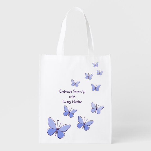 Embrace Serenity with Every Flutter: Motivational Grocery Bag (Front)