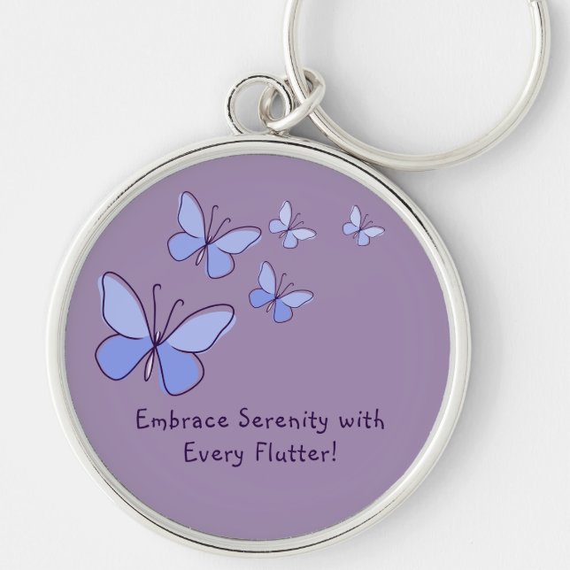 Embrace Serenity with Every Flutter Purple Keychain (Front)