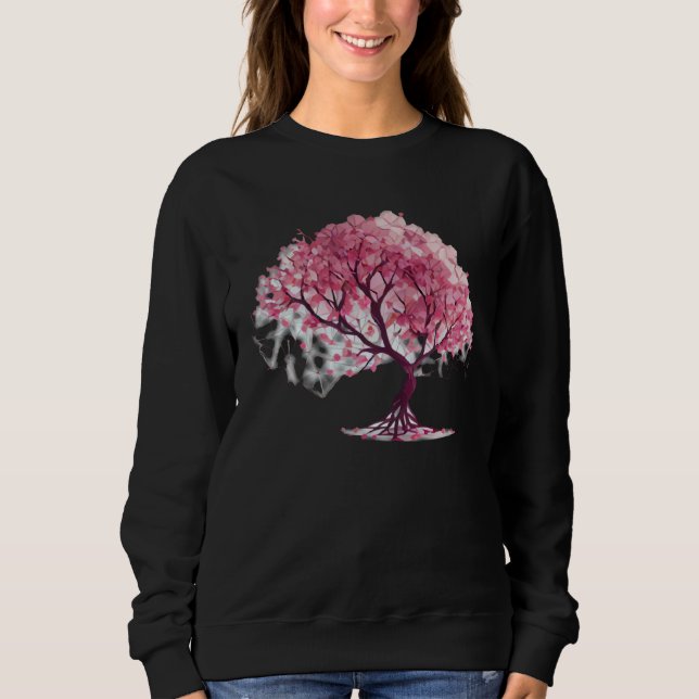 Embrace Spring with a Unique Cherry Blossom Geomet Sweatshirt (Front)
