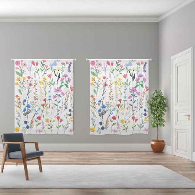 Embrace Spring's Charm: Meadow Blossom Sheer Curta Sheer Curtains (Wide)