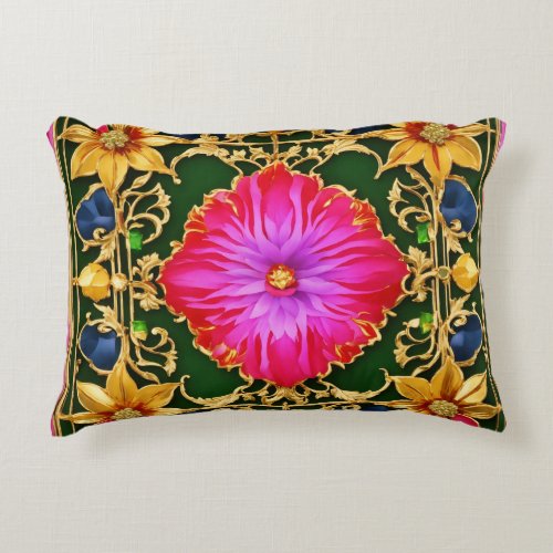  Embrace the Charm of Floral Ruby and Shiny Accent Pillow