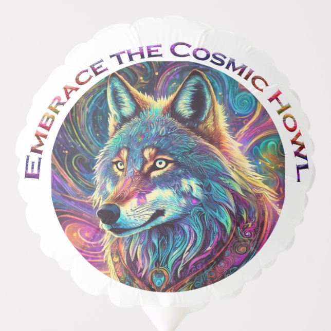 Embrace the Cosmic Howl Wolf Balloon (Front)