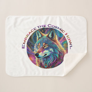 Embrace the Cosmic Howl Wolf Sherpa Blanket
