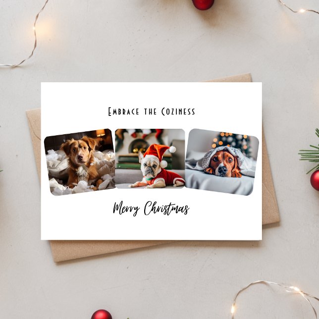 Embrace The Coziness Christmas Pet Photo Collage Holiday Card (Creator Uploaded)