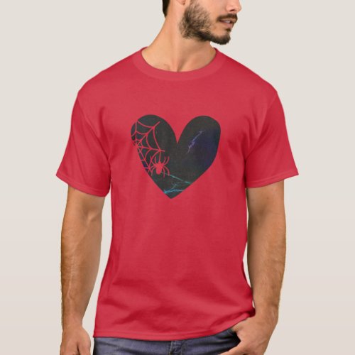 Embrace the Dark _ Black Heart  Spider Web T_Shir T_Shirt