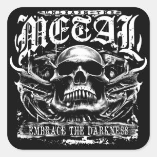 Embrace the darkness, unleash the metal square sticker