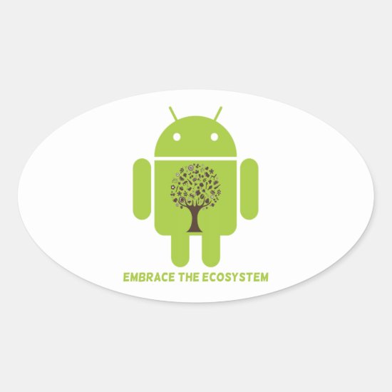 Embrace The Ecosystem (Android Bug Droid Oak Tree) Oval Sticker