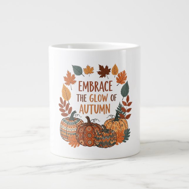 Embrace the glow of autumn design giant coffee mug (Front)