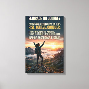 Embrace The Journey Motivational Mountain Sunrise Canvas Print