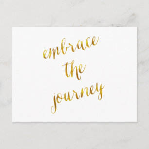 Embrace The Journey Quote Gold Faux Foil Courage Postcard
