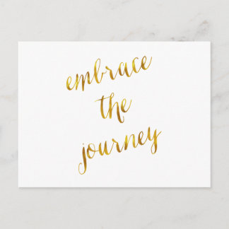 Embrace The Journey Quote Gold Faux Foil Courage Postcard